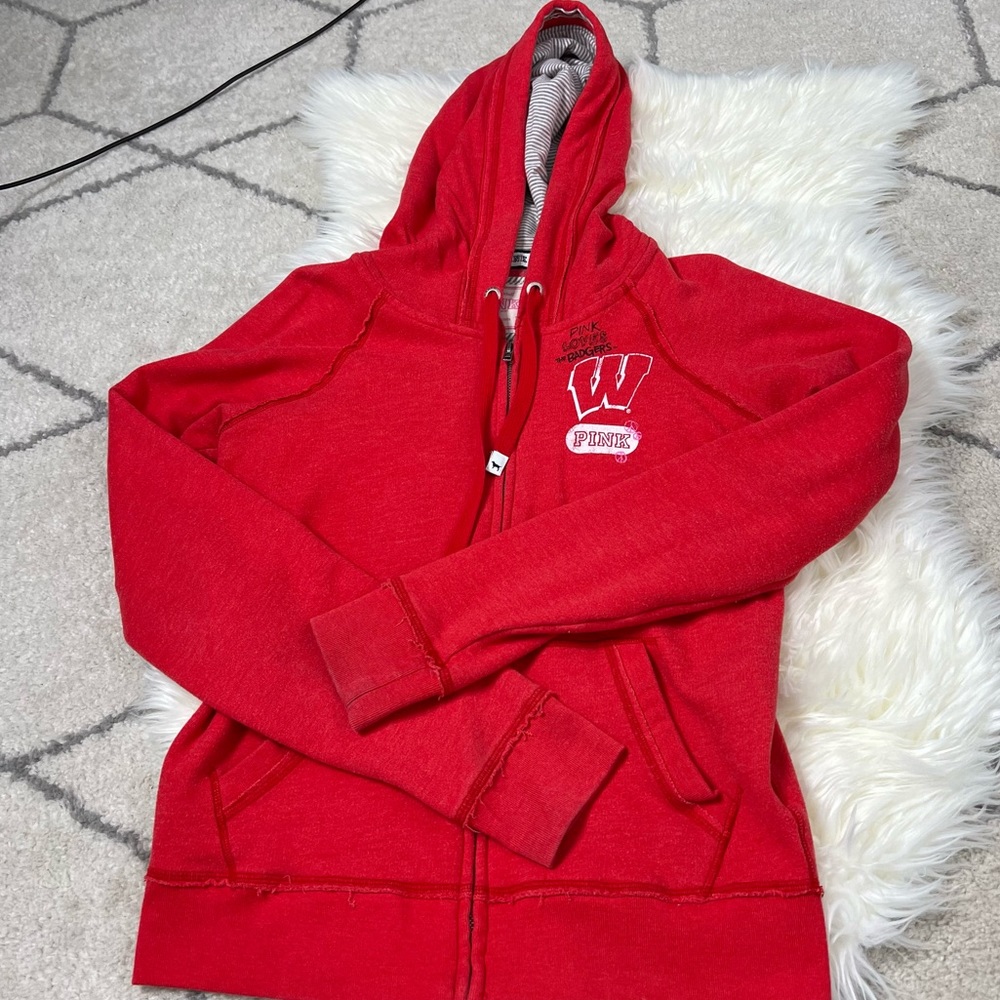 Wisconsin Badgers Victorias Secret Pink Hoodie L